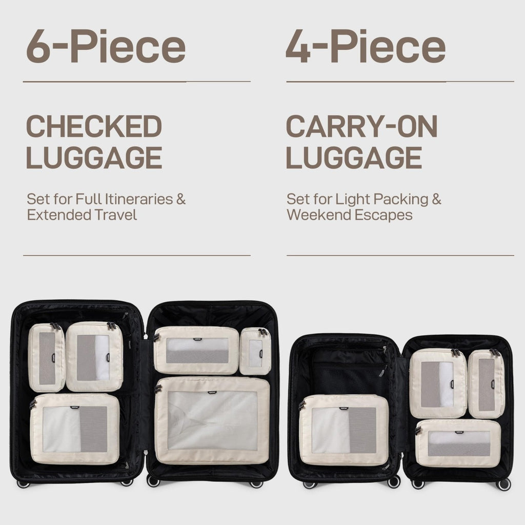 EPICKA TripCozy Compression Packing Cubes - 4 Set Durable Travel Organizer Bags with Mesh Top, Expandable Travel Accessories for Carry on, Luggage, Suitcase, Backpack (Beige)