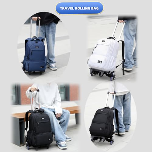 ETAISHOW Rolling Backpack for Boys with Wheels Roller Backpack Wheeled School Bag for Teen Boys Black