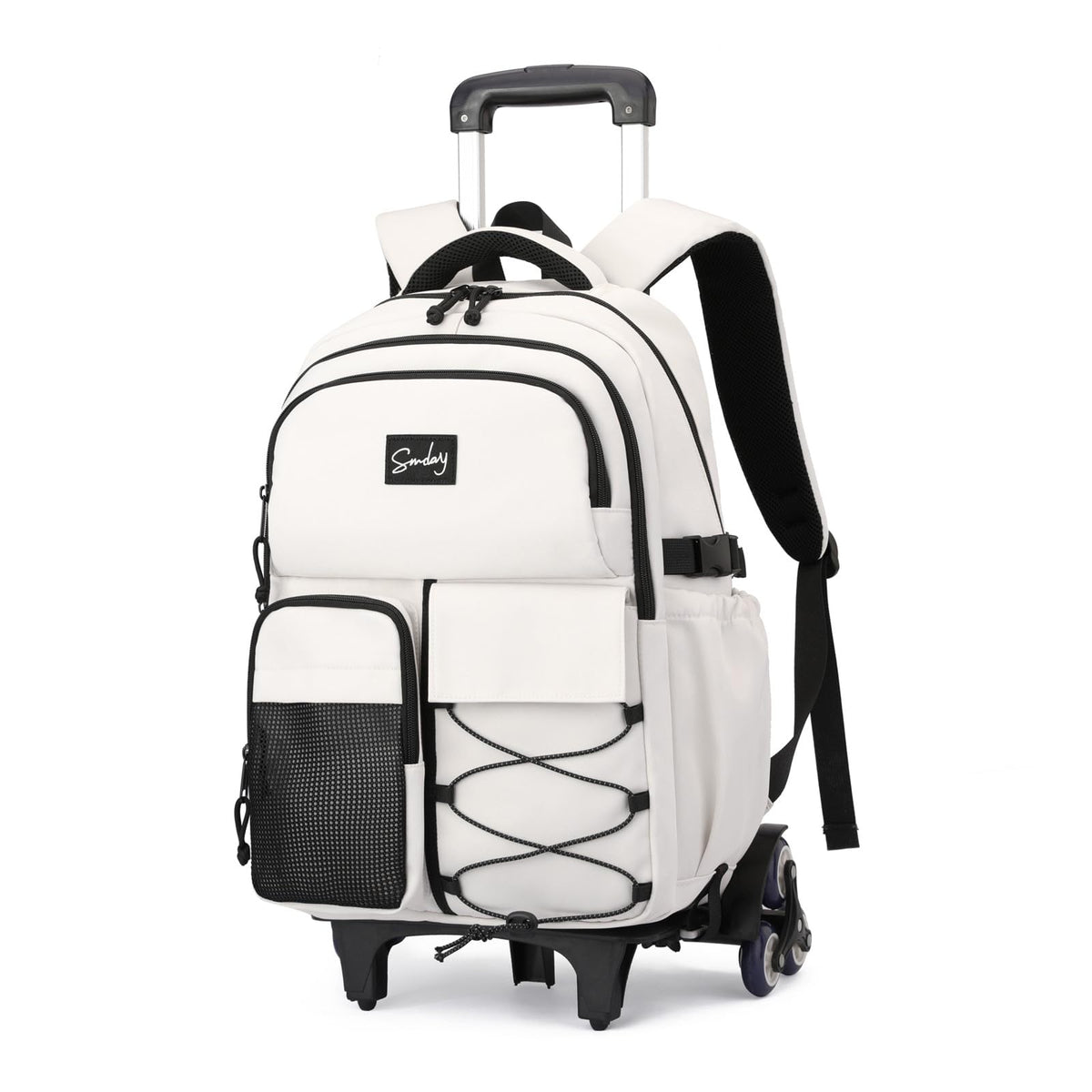 ETAISHOW Rolling Backpack for Boys with Wheels Roller Backpack Wheeled School Bag for Teen Boys White