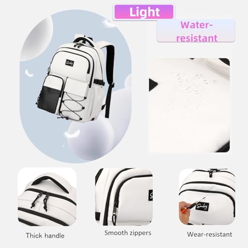 ETAISHOW Rolling Backpack for Boys with Wheels Roller Backpack Wheeled School Bag for Teen Boys White