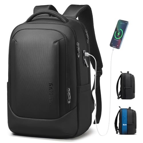 Expandable 16 Inch Laptop Backpack for Men, 40L Travel Backpack with USB-A&C Port, Flight Approved Carry On Backpack, 180° Laptop Compartment, Water-Resistant Business Work Backpack, Black
