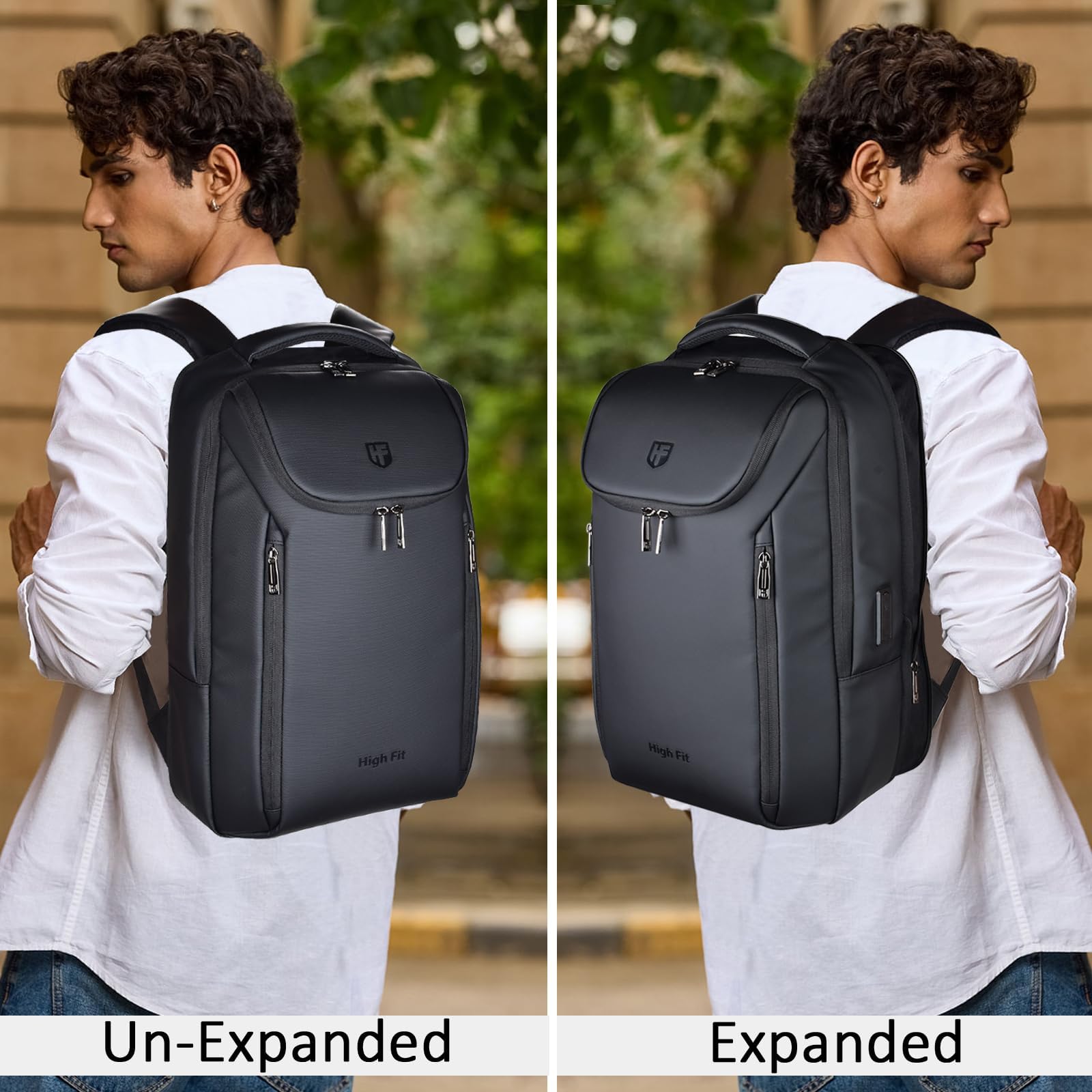 Expandable Travel Backpack, Business Laptop Backpack,Commute Backpack with USB Charging Port fit 15.6 Inch Laptop