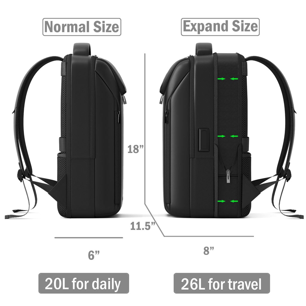 Expandable Travel Backpack, Business Laptop Backpack,Commute Backpack with USB Charging Port fit 15.6 Inch Laptop