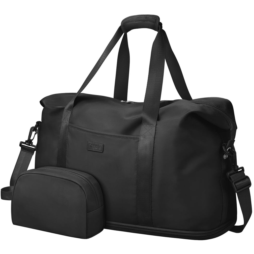 Expandable Travel Duffle Bag, Waterproof Weekender Overnight Bags for Women Men Hospital Bag for Women Labor Delivery Carry on Bag with Toiletry Bag for Travel Gym Airplanes(Black, X-Large)