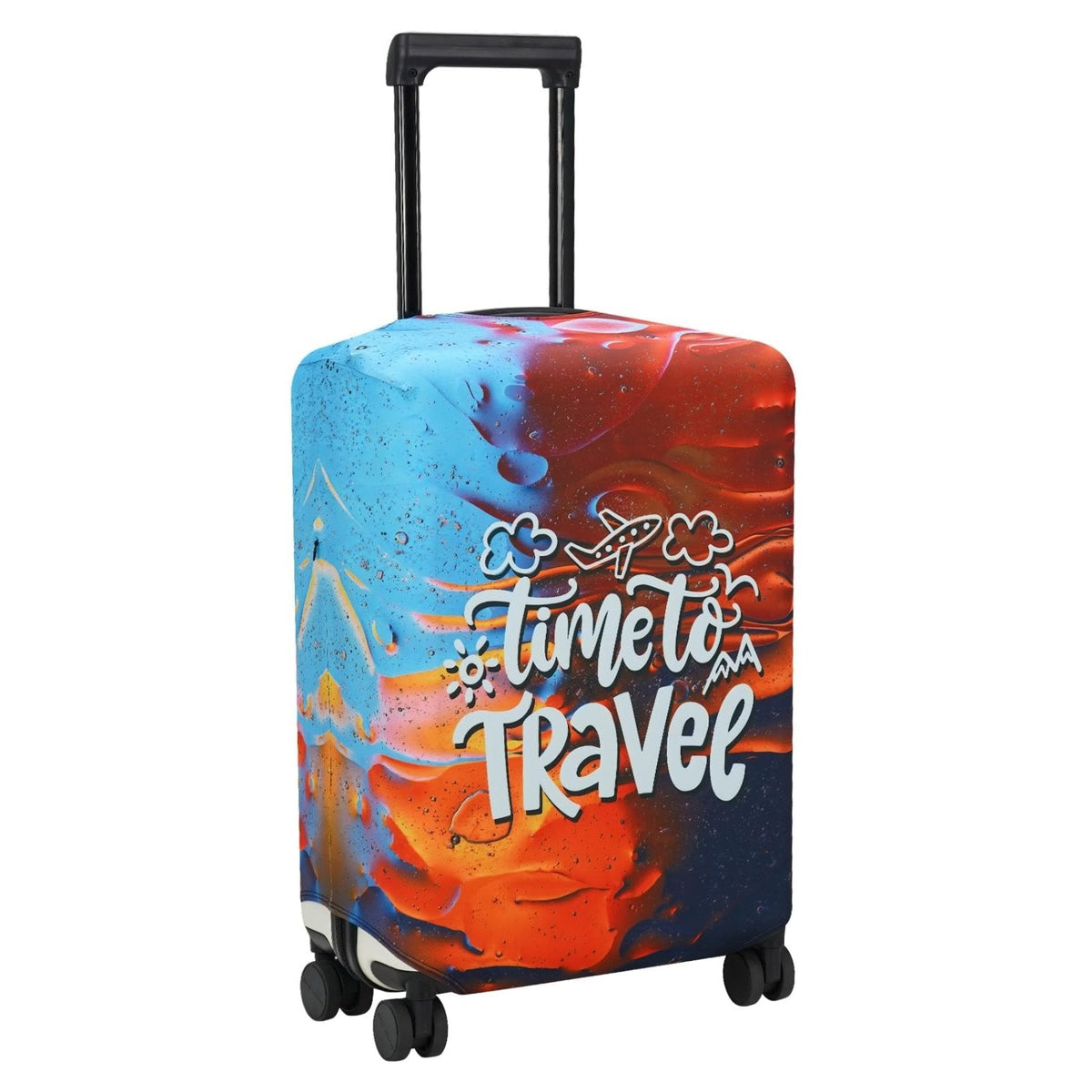 Explore Land Luggage Cover Suitcase Protector Fits 31 - 32 Inch Case (Time to Travel, XL)