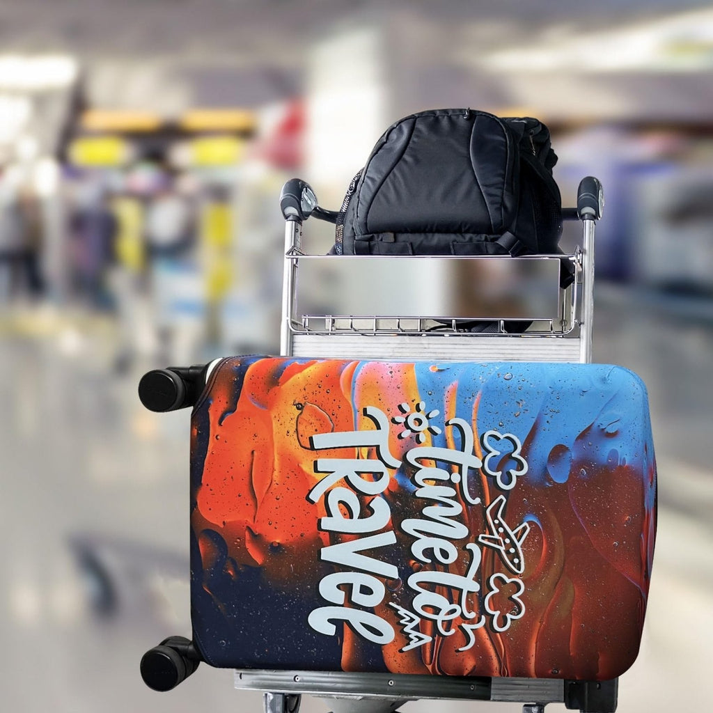 Explore Land Luggage Cover Suitcase Protector Fits 31 - 32 Inch Case (Time to Travel, XL)