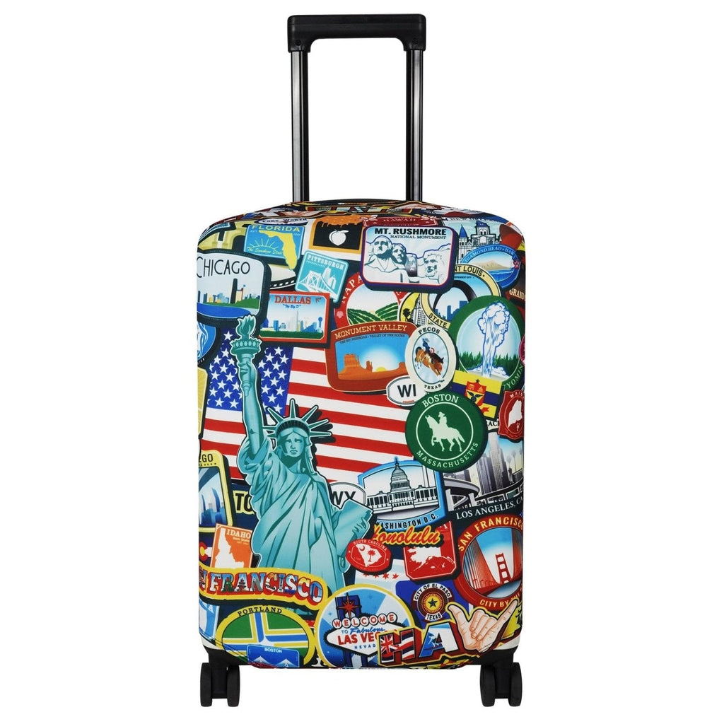 Explore Land Travel Luggage Cover Suitcase Protector Fits 31-32 Inch Case (Statue of Liberty, XL)