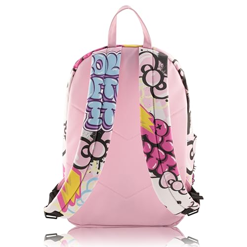 Fast Forward Sanrio Hello Kitty Backpack for Teens | 16" Saffiano Leather School Bookbag with Rubber Luggage Tag | Hello Kitty Backpack Purse for Girls, Boys, Unisex | Officially Licensed