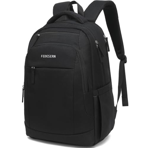 FEDESERN Smell Proof Backpack with Lock,Water Resistant Smell Proof Bags Travel Laptop Backpack,Large Capacity Carbon Enduring Smell Proof Stash Bag with Lock for Men Women (Black)