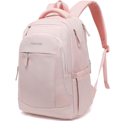 FEDESERN Smell Proof Backpack with Lock,Water Resistant Smell Proof Bags Travel Laptop Backpack,Large Capacity Carbon Enduring Smell Proof Stash Bag with Lock for Men Women (Pink)