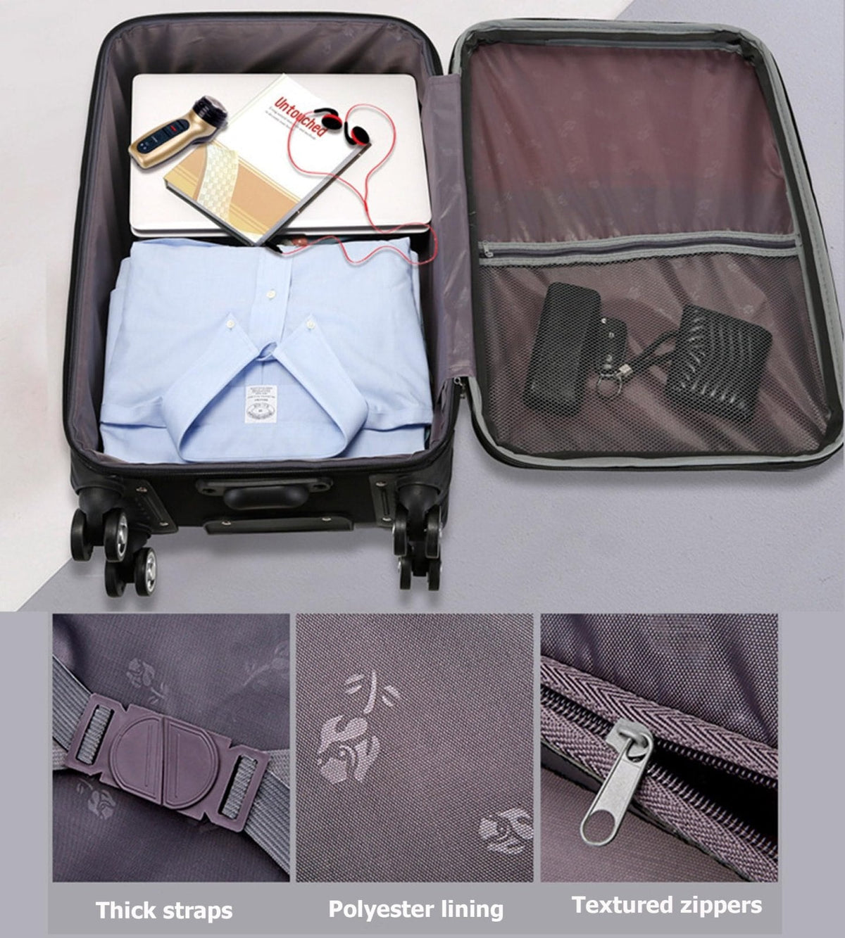 feilario 20in 2 Piece Softside Business Luggage Sets Waterproof Carry On Luggage Suitcase with Double Spinner Wheels