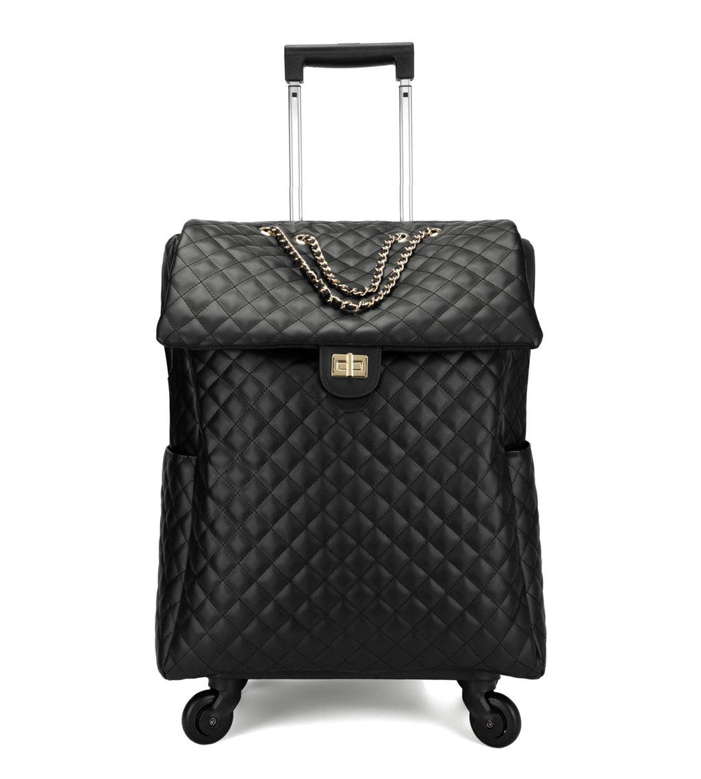 feilario 21in Leather Softside Underseat Carry on Suitcases Travel Duffel Bag with 4-rolling Spinner Wheels