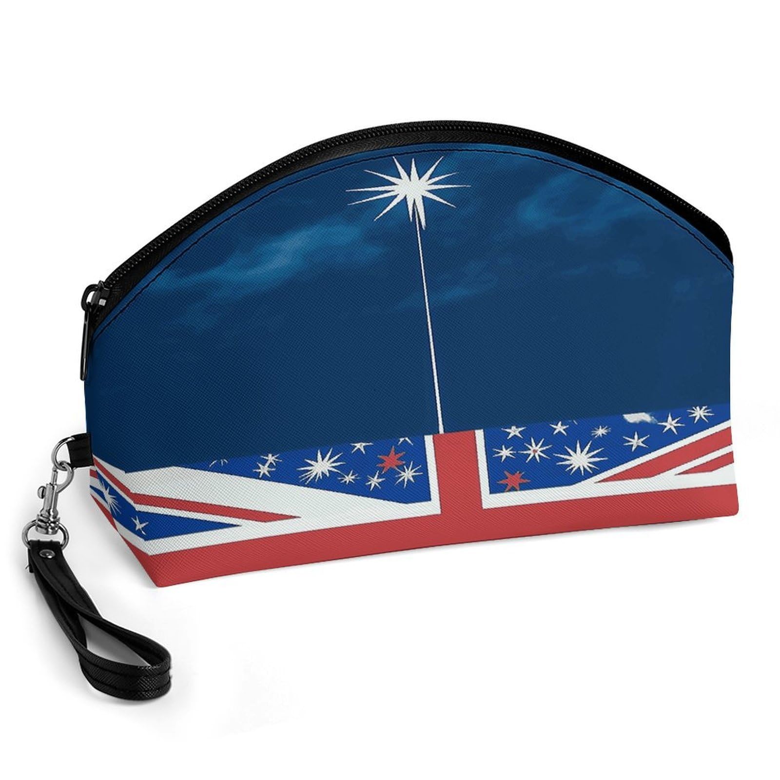 FekiLoot New Zealand Flag Makeup Bag for Women Travel Makeup Organizer Large Capacity Cosmetic Bag Water-resistant Toiletry Bags Portable Cosmetic Case Personalized Leather Makeup Bags