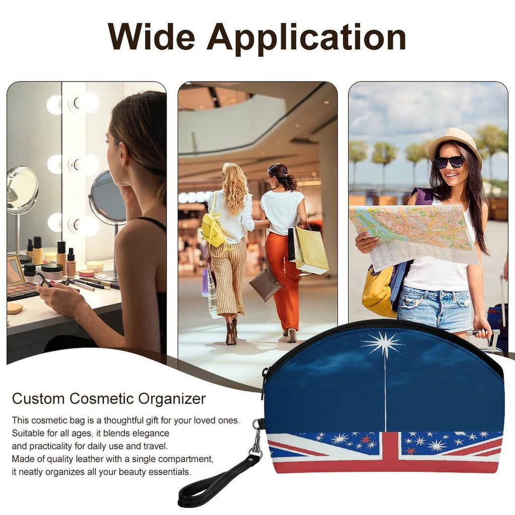 FekiLoot New Zealand Flag Makeup Bag for Women Travel Makeup Organizer Large Capacity Cosmetic Bag Water - resistant Toiletry Bags Portable Cosmetic Case Personalized Leather Makeup Bags
