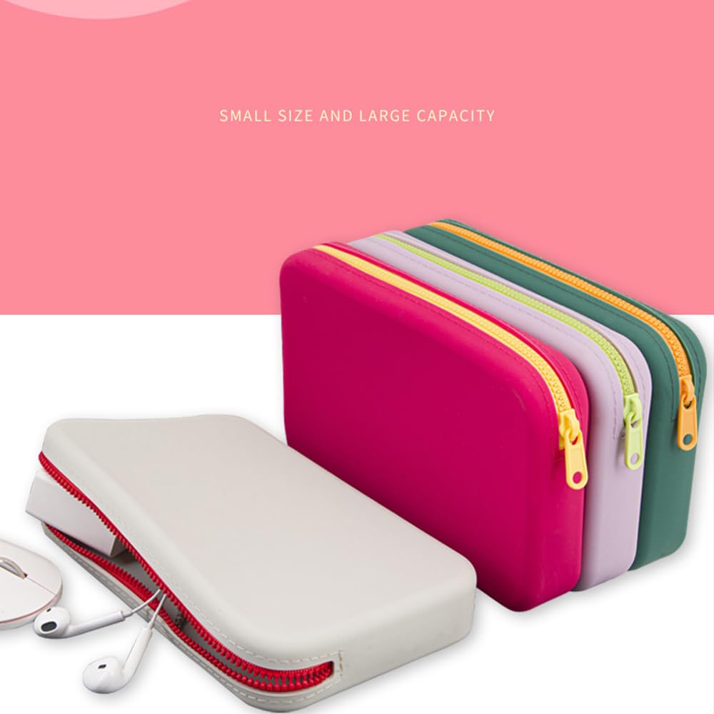 FFpaw Silicone Large Makeup Bag, Travel Toiletry Bag For Women Big Makeup Bag Organizer Portable Cosmetic Bag Zipper Pouch Purse Waterproof Makeup Storage Bag (Medium Green)