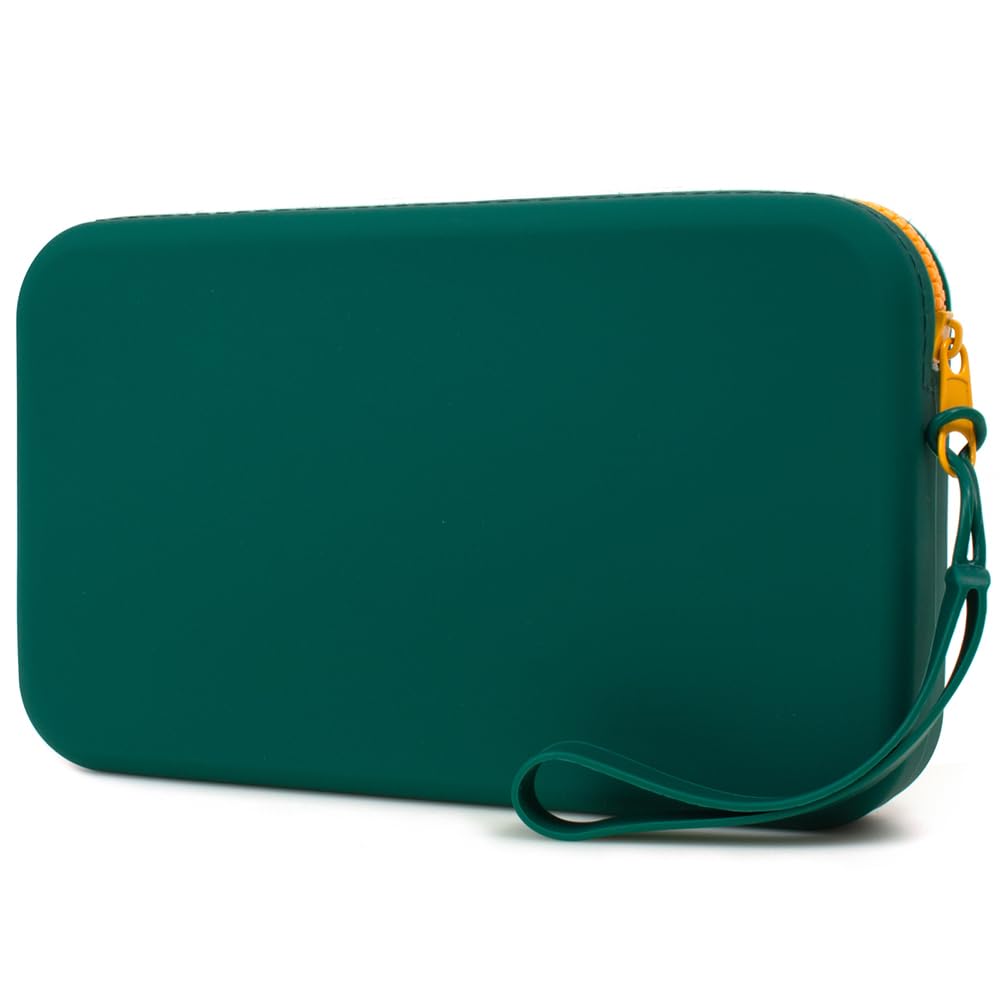 FFpaw Silicone Large Makeup Bag, Travel Toiletry Bag For Women Big Makeup Bag Organizer Portable Cosmetic Bag Zipper Pouch Purse Waterproof Makeup Storage Bag (Medium Green)