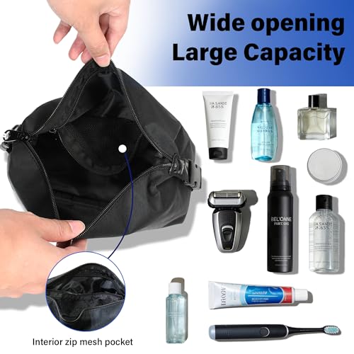 Fila Travel Toiletry Bag for Men & Women, Portable Cosmetic Organizer with Zipper, Lightweight Polyester Dopp Kit for Vacation, Gym, Business Trip