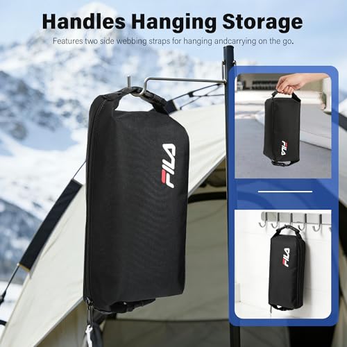 Fila Travel Toiletry Bag for Men & Women, Portable Cosmetic Organizer with Zipper, Lightweight Polyester Dopp Kit for Vacation, Gym, Business Trip
