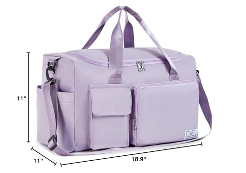 FIORETTO Women's Gym Duffle Bag with Shoes Compartment, 30L Capacity, Ideal for Travel, Gym, Sports, Duffel, Weekender, Lavender