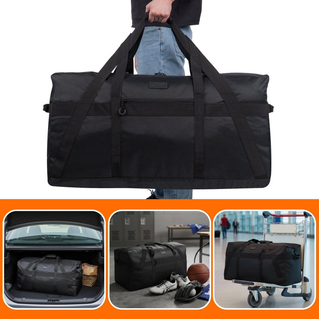 Fitdom 130L 35" Heavy Duty Extra Large Duffle with Upgrade Zipper, Durable & Water Resistant. Perfect as Camping Bag Travel Storage Tent Storage Sports Equipment Bag For Coaches & More