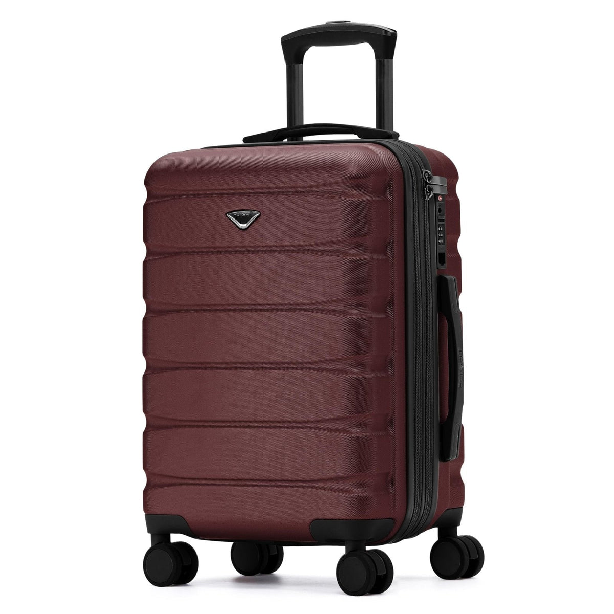 Flight Knight 22x14x9 Expandable Carry On Suitcase Hardside TSA Lock USB C Port Lightweight Luggage Silent Double Spinner Wheels Maximum Overhead Carry-On Bag For American United Approved Burgundy
