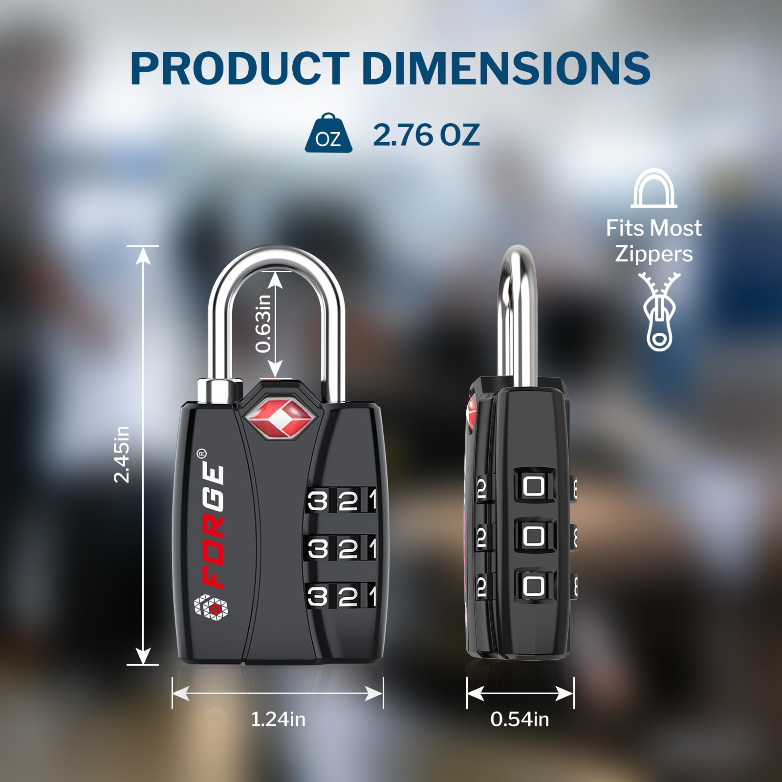 Forge TSA Approved Luggage Locks - Black 2 PK