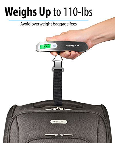 Fosmon Digital Luggage Scale, 110lbs Suitcase Baggage Scale, 1 Pack Silver