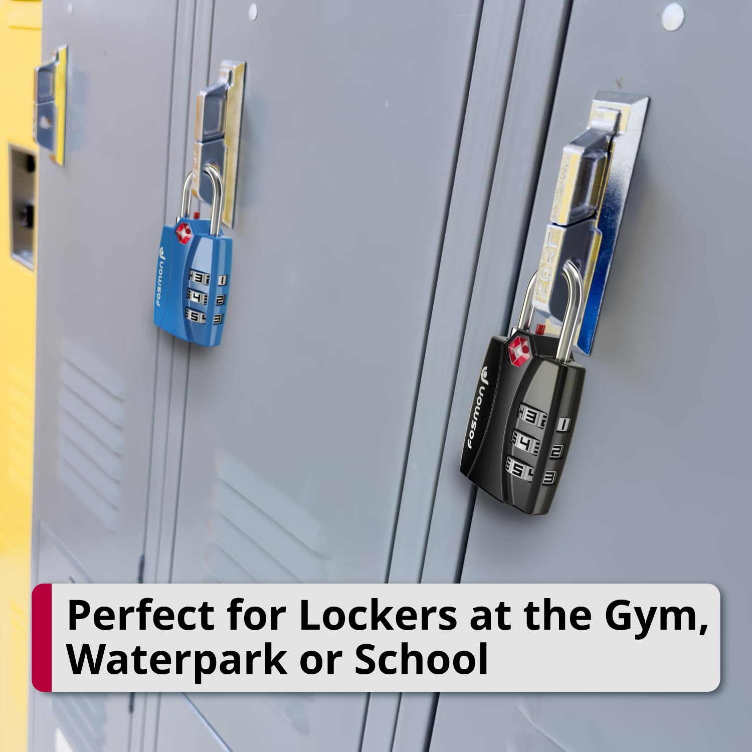Fosmon TSA Approved Locks for Luggage. Suitcase Locks with Open Alert Indicator, 3 Digit Combination Padlock with Alloy Body for Travel, Backpack Zipper Anti Theft, Locker, Gym, Gun Case, Tent - 4 Pack