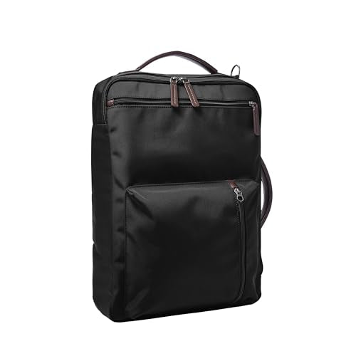 Fossil Men's Buckner Fabric Medium Convertible Travel Backpack and Briefcase Messenger Bag, Black, (Model: MBG9519001)