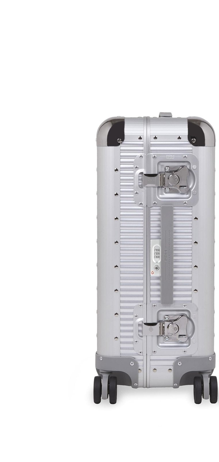 FPM MILANO Bank S 30" Made in Italy Aluminum Sport Check - in Luggage - Hardside Framed Cabin Suitcase with 4 Spinner Wheels - Moonlight Silver