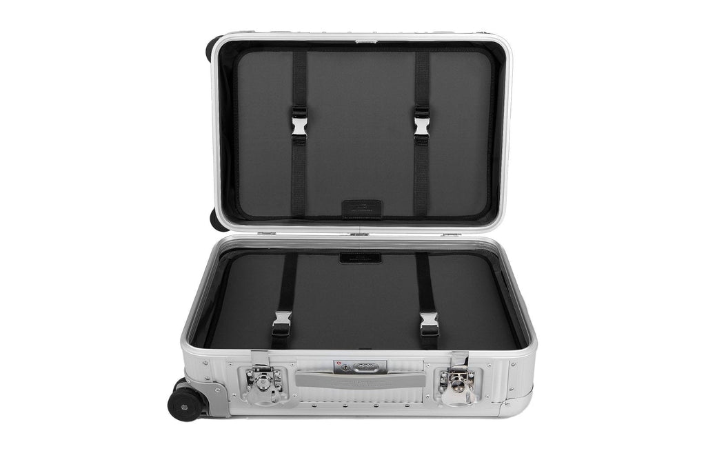 FPM MILANO Bank S 30" Made in Italy Aluminum Sport Check - in Luggage - Hardside Framed Cabin Suitcase with 4 Spinner Wheels - Moonlight Silver