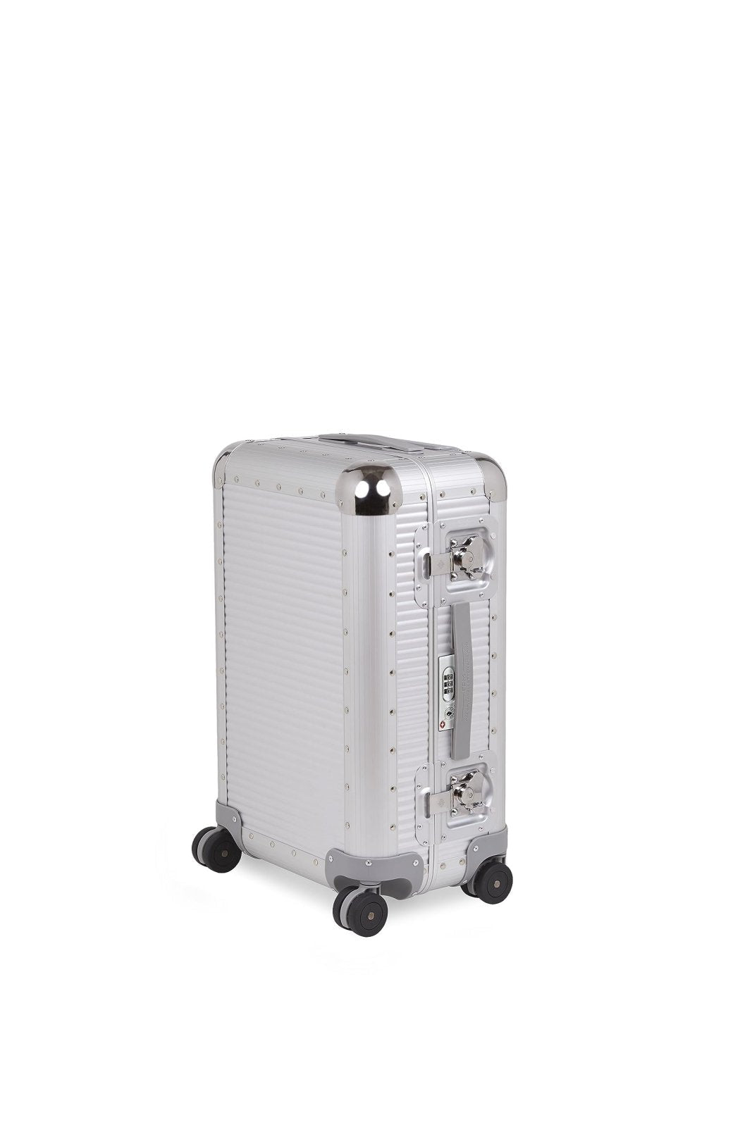 FPM MILANO Bank S 30" Made in Italy Aluminum Sport Check-in Luggage - Hardside Framed Cabin Suitcase with 4 Spinner Wheels - Moonlight Silver