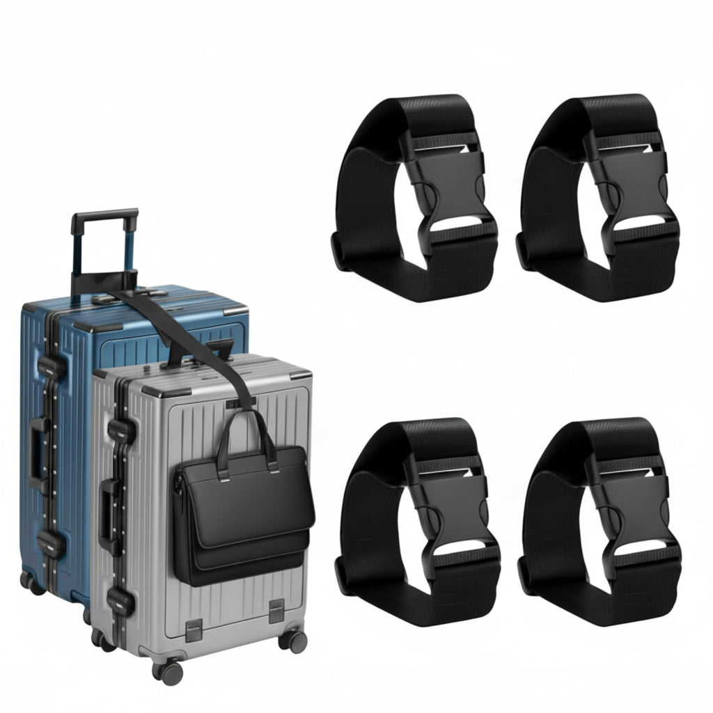 Frienda 4 Pcs Add a Bag Luggage Straps for Travel Suitcase Essentials TSA Approved Luggage Connector Straps Adjustable Belt