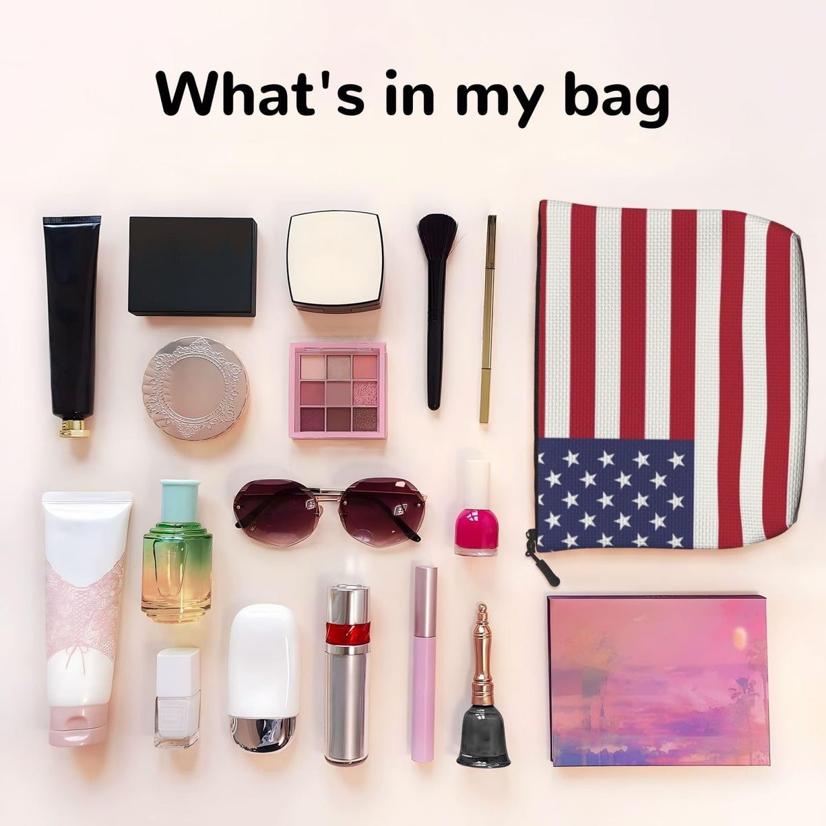 FSQDJLU Patriotic flag of USA Speck Makeup Bag Travel Toiletry Organizer Cute Cosmetic Pouch for Women Girl