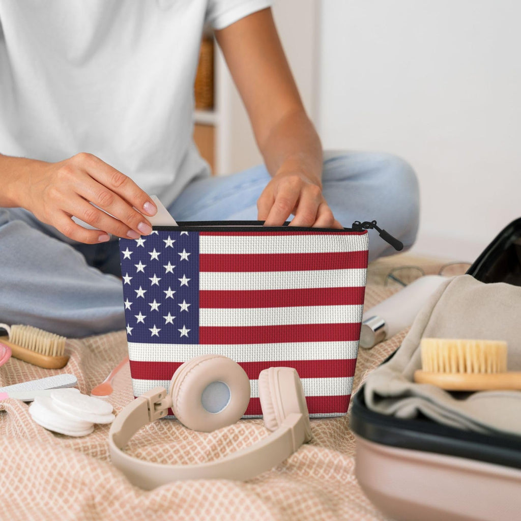 FSQDJLU Patriotic flag of USA Speck Makeup Bag Travel Toiletry Organizer Cute Cosmetic Pouch for Women Girl