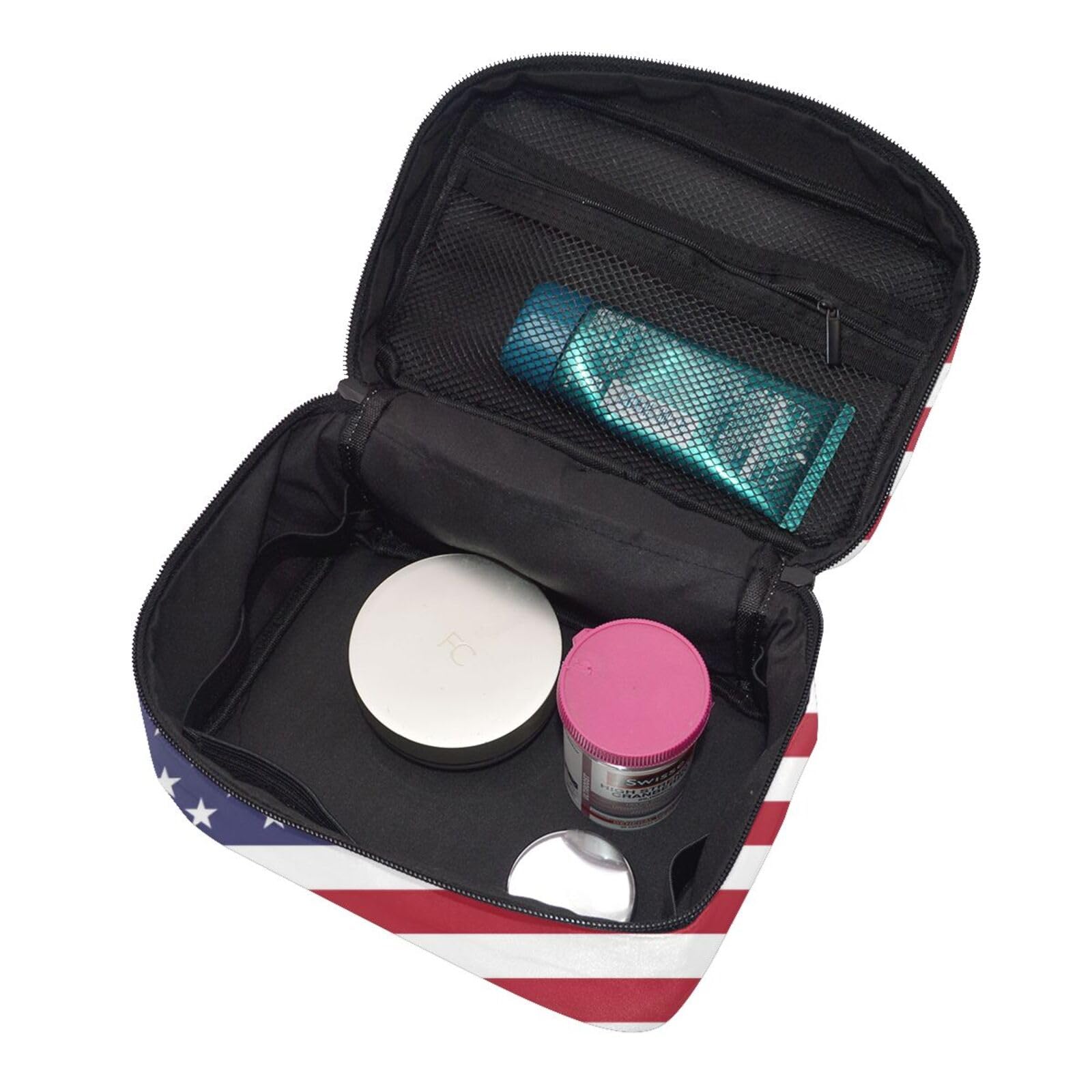 FSQDJLU Patriotic flag of USA Speck Travel Makeup Bag Large Capacity Cosmetic Bag Portable Toiletry Bag