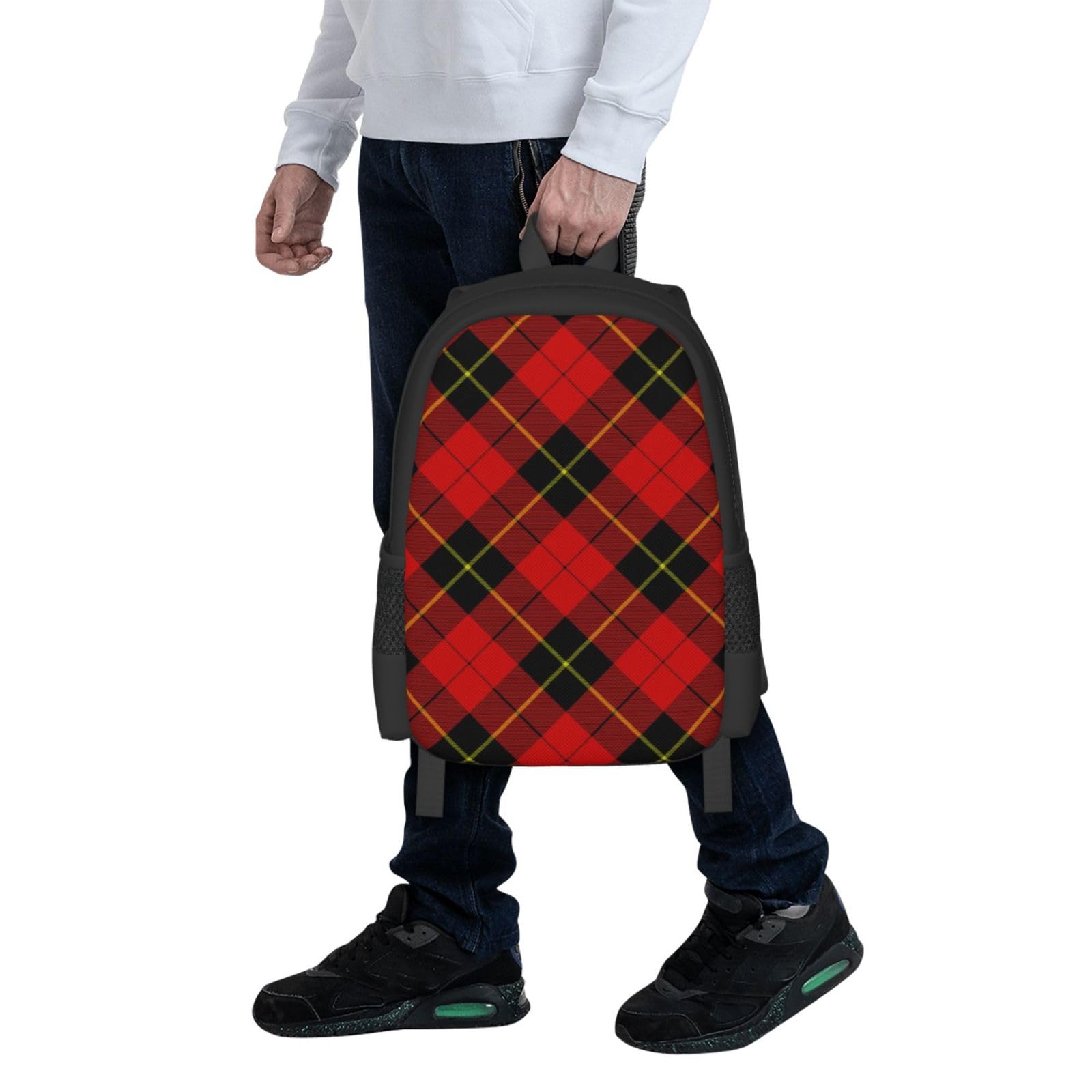 FSQDJLU Red Black Plaid Speck Travel Backpack, 15.6 Inch Laptop Computer Bag for Men Women