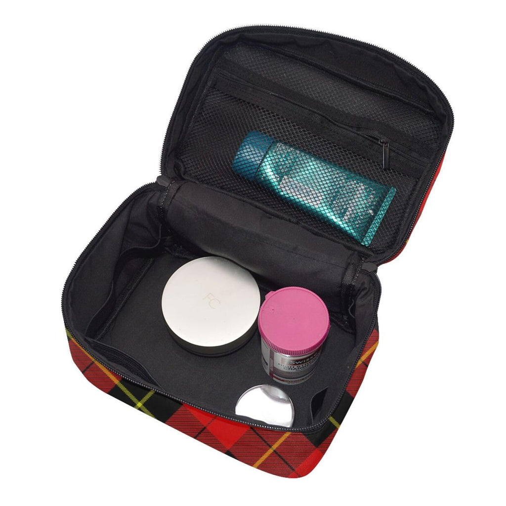 FSQDJLU Red Black Plaid Speck Travel Makeup Bag Large Capacity Cosmetic Bag Portable Toiletry Bag