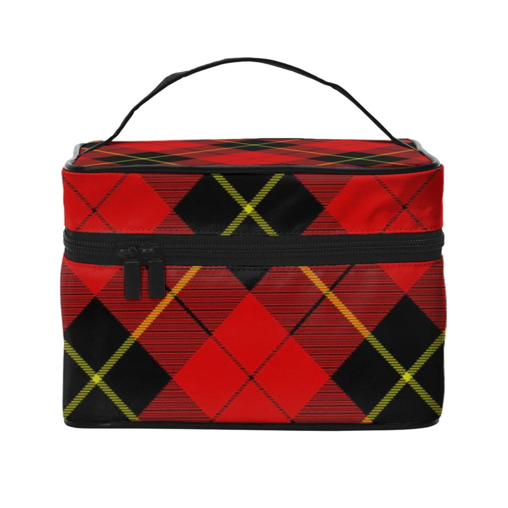 FSQDJLU Red Black Plaid Speck Travel Makeup Bag Large Capacity Cosmetic Bag Portable Toiletry Bag