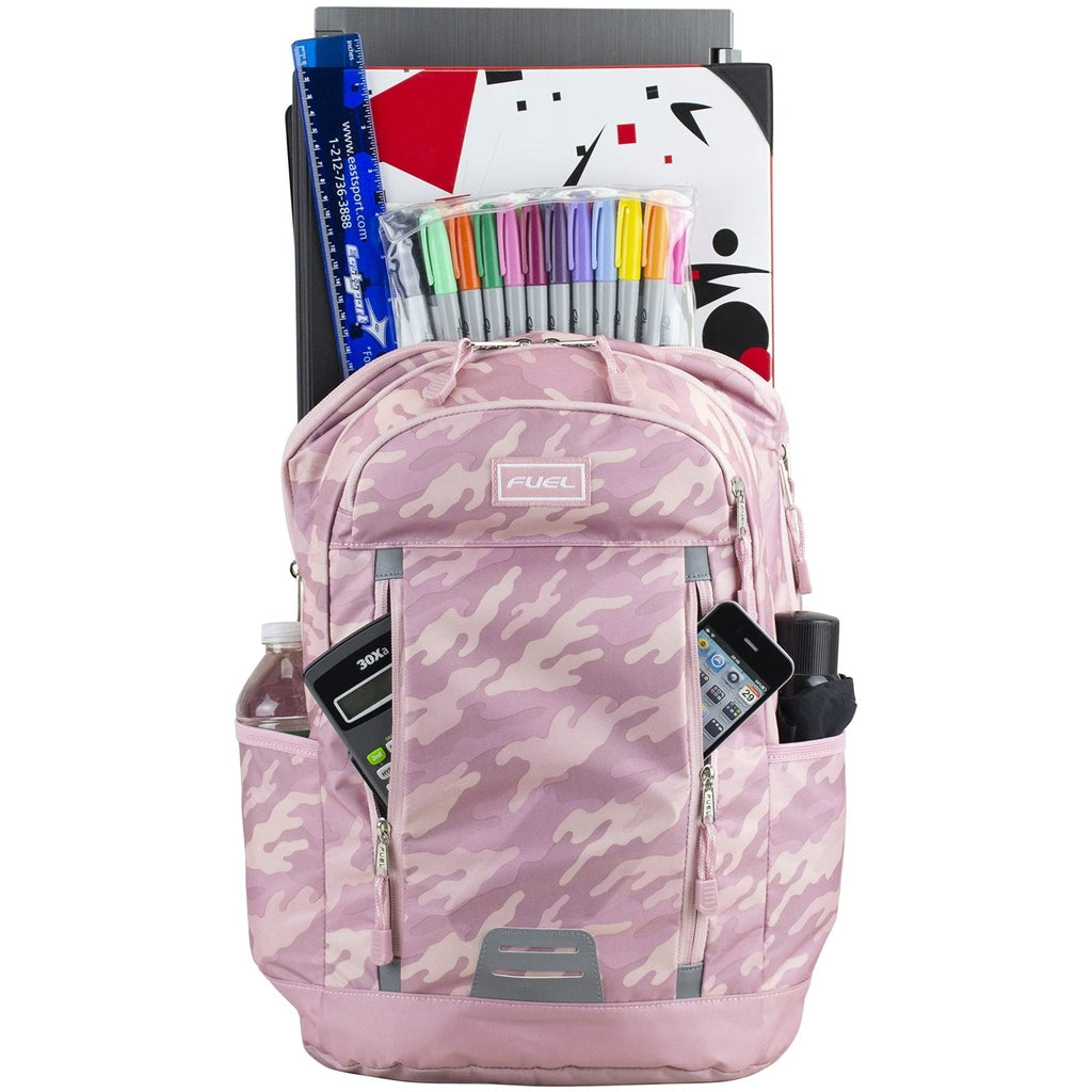 Fuel Pro Sport Active Multi - Pocket Travel Luggage Carry On Weekender Daypack Hiking Camping Backpack Bag, Pink Camo