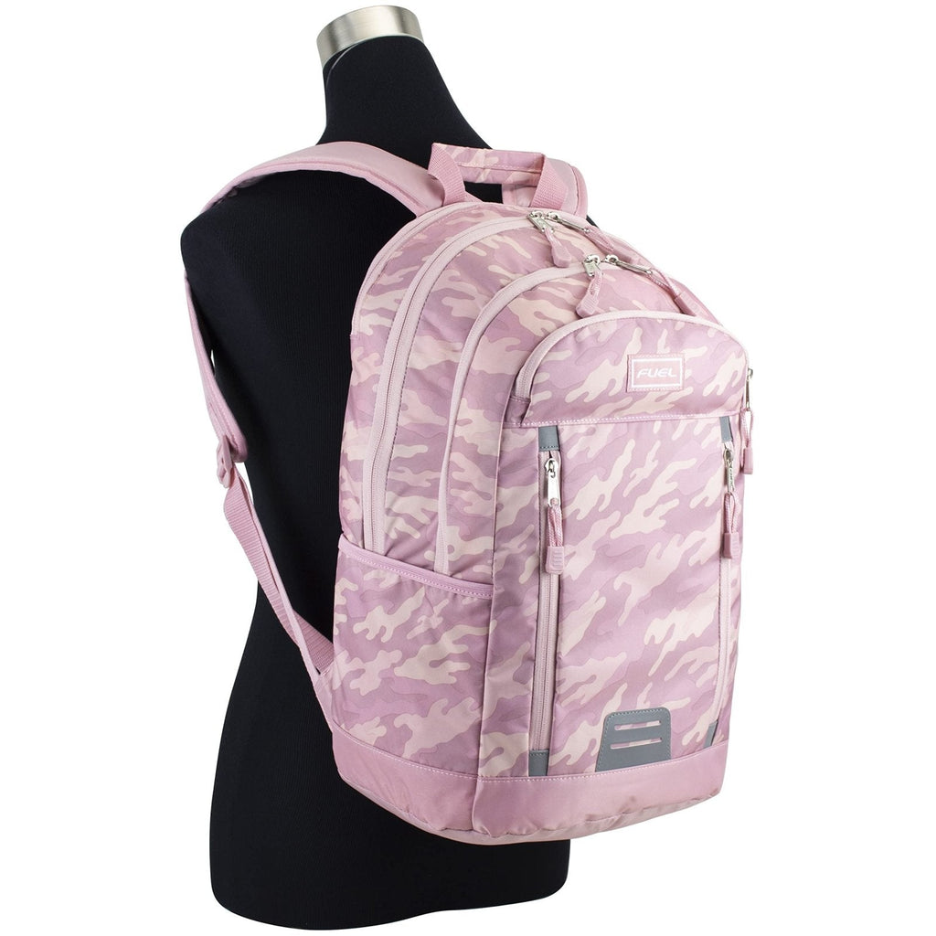 Fuel Pro Sport Active Multi - Pocket Travel Luggage Carry On Weekender Daypack Hiking Camping Backpack Bag, Pink Camo