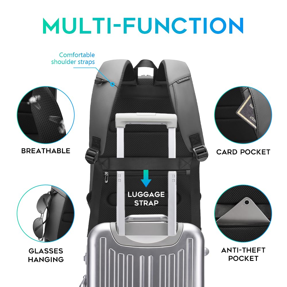 FUTURE AESTHEICS Business Laptop Backpack for Men,Women，15.6 Inch Water Resistant Travel smart Laptop Backpack Carry On Backpack with USB Charging Port，Large Business Work Durable Computer Bag