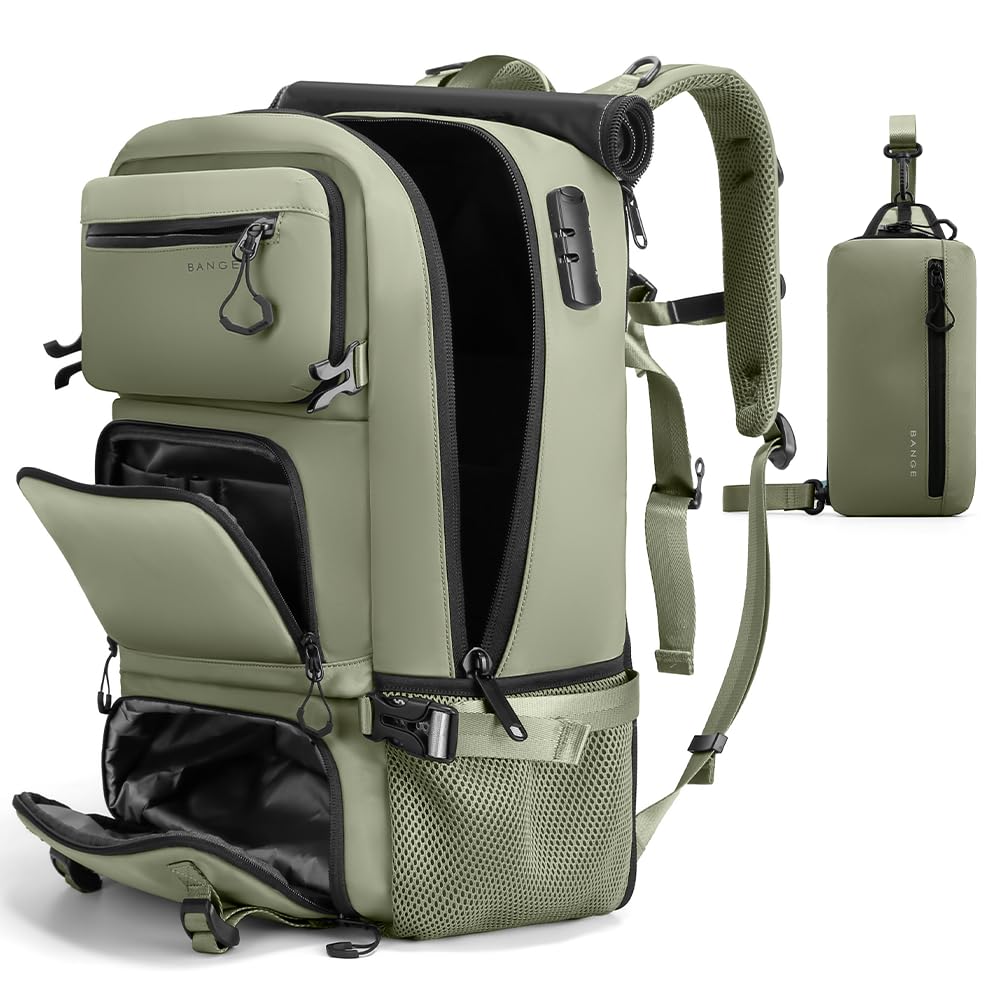 FUTURE AESTHEICS Travel backpack Carry-on Travel Backpack For Women Men Flight Approved Business Weekender Overnight Waterproof Daypack (Green)