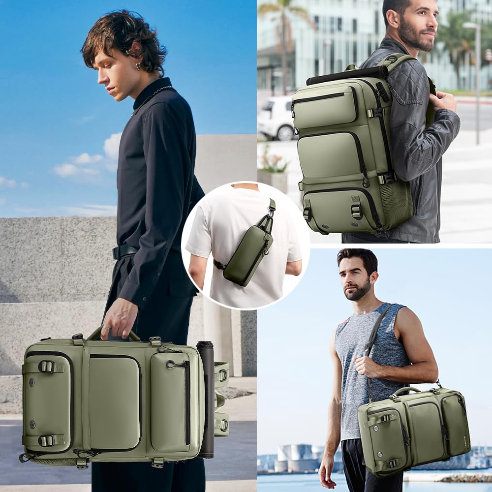 FUTURE AESTHEICS Travel backpack Carry - on Travel Backpack For Women Men Flight Approved Business Weekender Overnight Waterproof Daypack (Green)