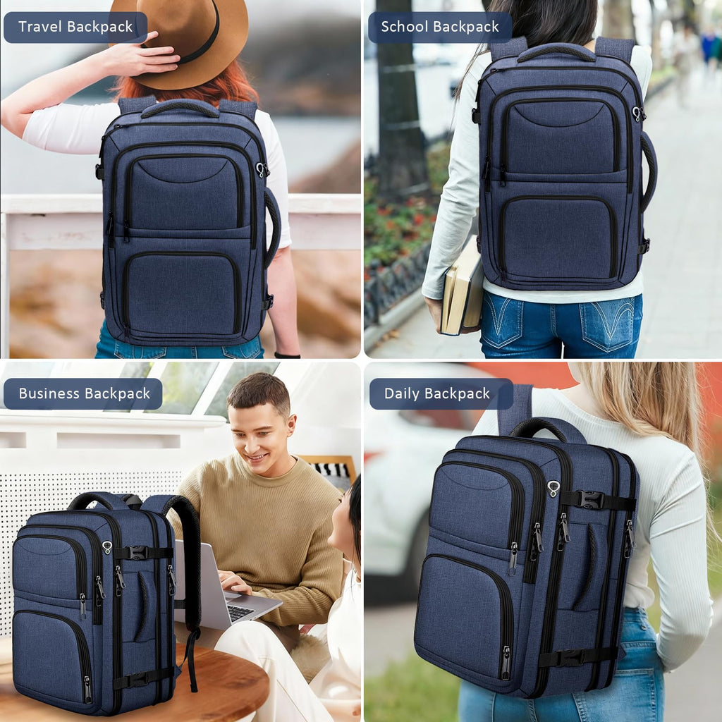 Fxcelets Travel Backpack, Extra Large Carry on Backpack, TSA 18.4 inch Laptop Bags Flight Approved, Lightweight Waterproof Business Luggage Bag, Gifts for Women, Blue