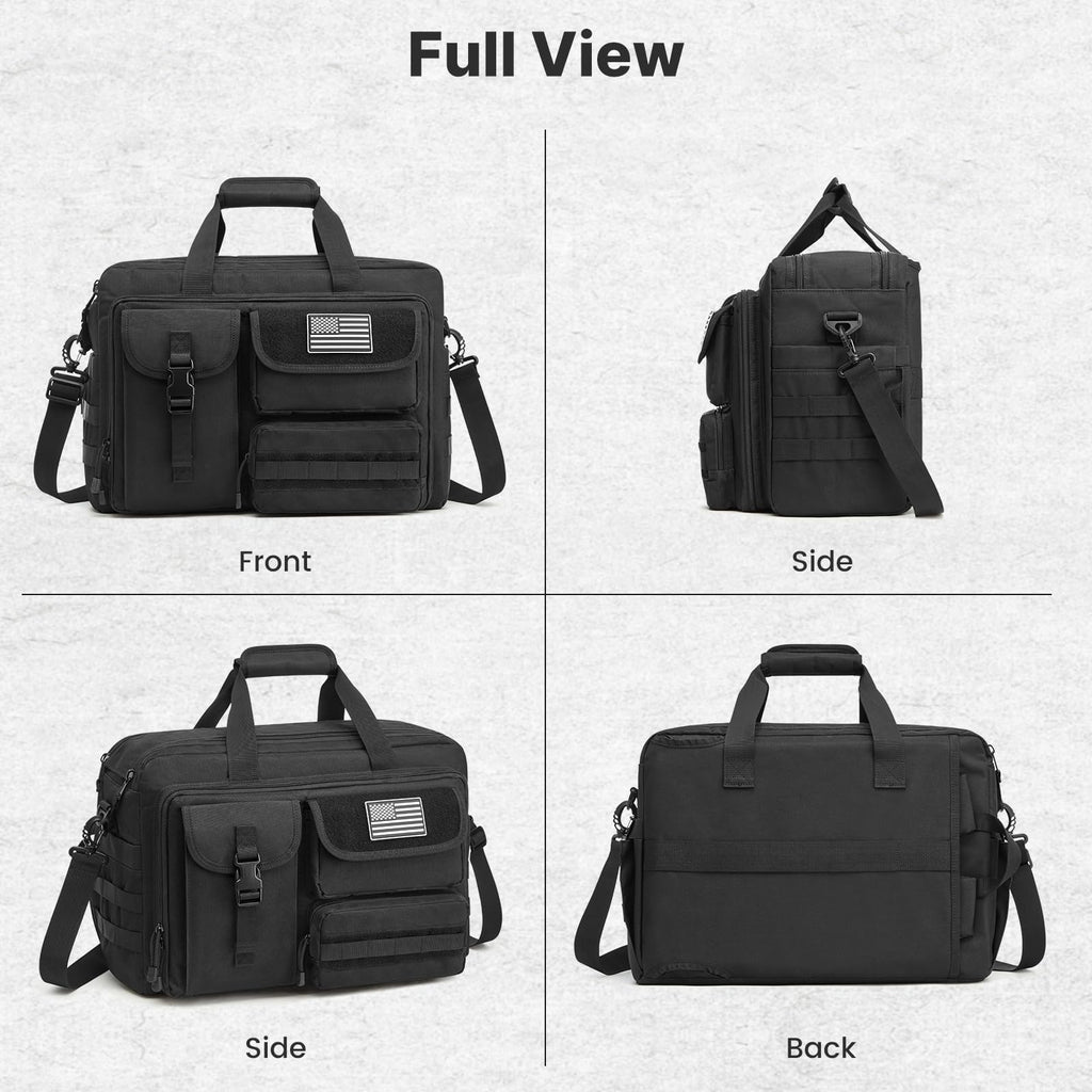 G4Free 17.3 Inch Laptop Messenger Bag for Men, 3 - in - 1 Backpack for Travel Work Weekender, Large Tactical Shoulder Bag (Black)
