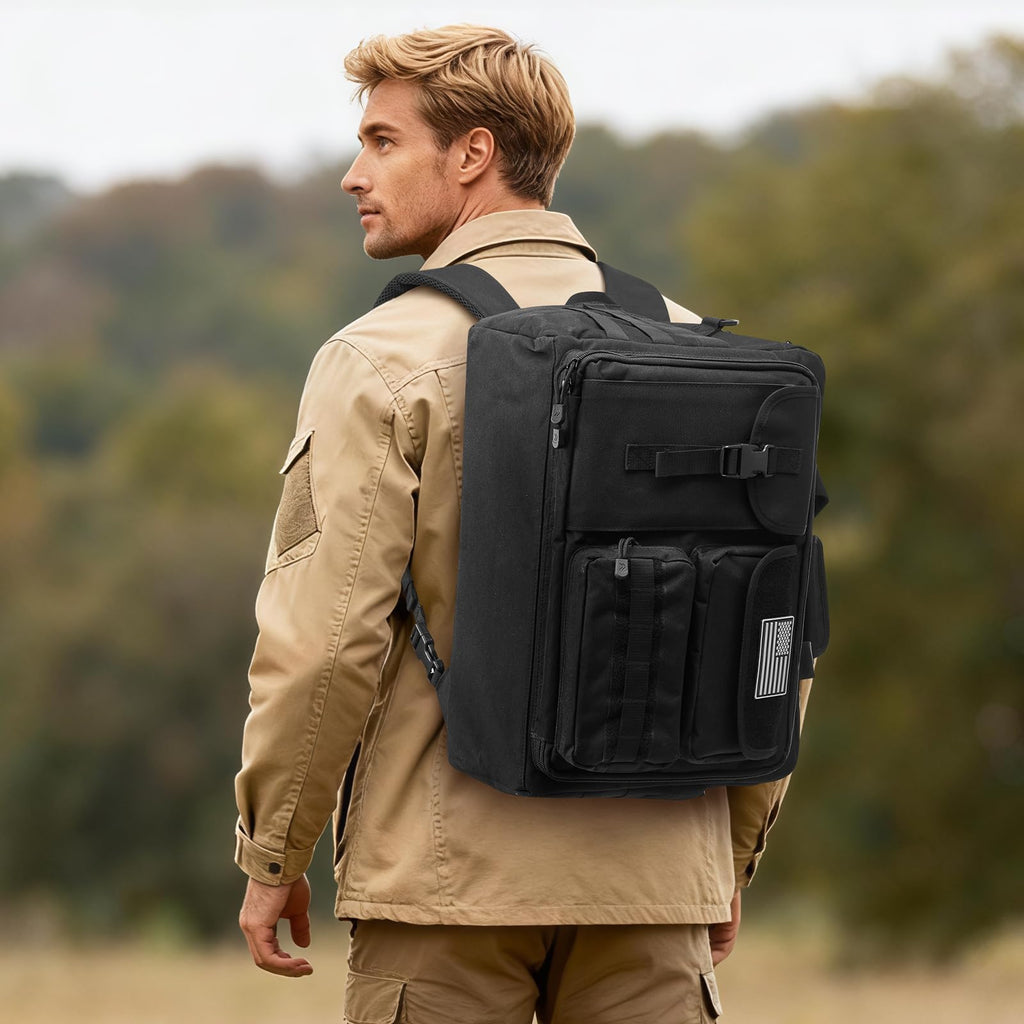 G4Free 17.3 Inch Laptop Messenger Bag for Men, 3 - in - 1 Backpack for Travel Work Weekender, Large Tactical Shoulder Bag (Black)