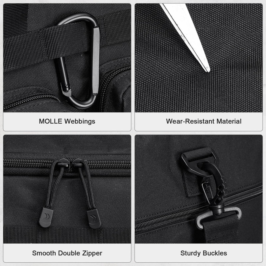 G4Free 3 - in - 1 Duffle Bag for Travel, Large Gym Duffle Backpack for Men Women with Shoes Compartment and Wet Pocket, Black