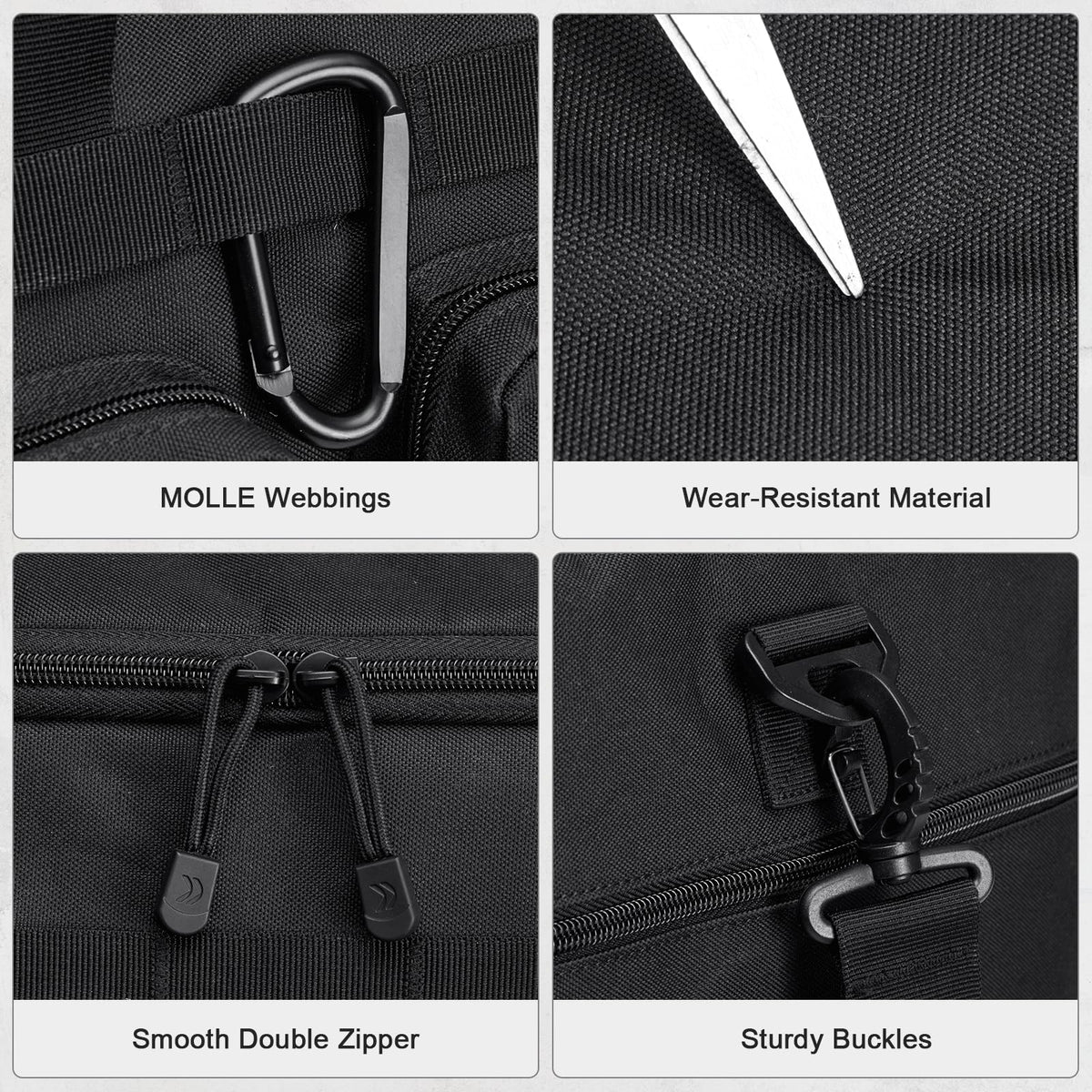 G4Free 3 - in - 1 Duffle Bag for Travel, Large Gym Duffle Backpack for Men Women with Shoes Compartment and Wet Pocket, Black