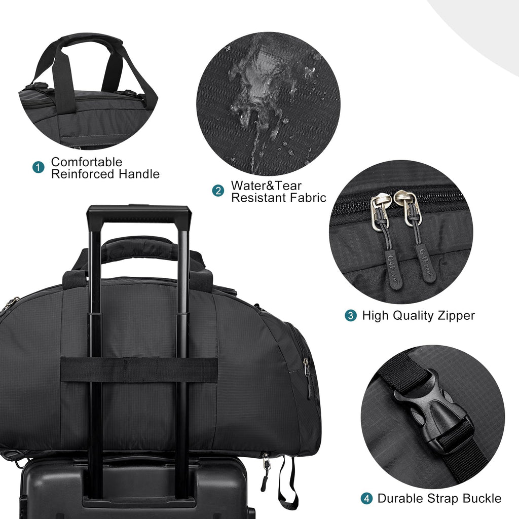 G4Free 40L 3 - Way Duffle Bag Backpack Gym Bag for Men Women Sports Duffel Bag with Shoe Compartment Travel Backpack Luggage